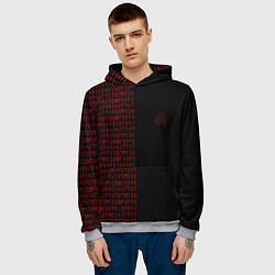 Толстовка-худи мужская ВАЛЬКНУТ РУНИЧЕСКИЙ АЛФАВИТ, цвет: 3D-меланж — фото 2