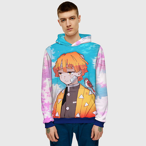 Мужская толстовка КЛИНОК РАССЕКАЮЩИЙ ДЕМОНОВ, ЗЕНИТЦУ / 3D-Синий – фото 3