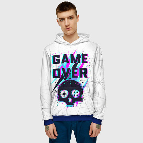 Мужская толстовка Game OVER - NEON 3D / 3D-Синий – фото 3
