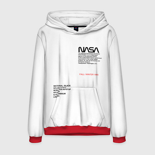 Мужская толстовка NASA БЕЛАЯ ФОРМА / 3D-Красный – фото 1