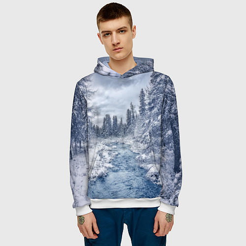Мужская толстовка СНЕЖНЫЙ ПЕЙЗАЖ / 3D-Белый – фото 3