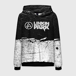 Толстовка-худи мужская Линкин Парк Лого Рок ЧБ Linkin Park Rock, цвет: 3D-черный