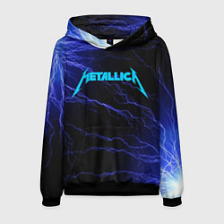 Толстовка-худи мужская METALLICA BLUE FLASH МЕТАЛЛИКА СИНИЕ МОЛНИИ, цвет: 3D-черный