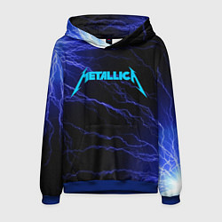 Толстовка-худи мужская METALLICA BLUE FLASH МЕТАЛЛИКА СИНИЕ МОЛНИИ, цвет: 3D-синий