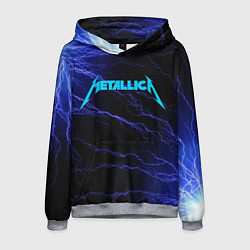 Толстовка-худи мужская METALLICA BLUE FLASH МЕТАЛЛИКА СИНИЕ МОЛНИИ, цвет: 3D-меланж