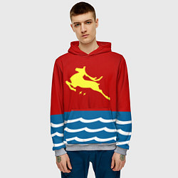 Толстовка-худи мужская Герб Магадана, цвет: 3D-меланж — фото 2