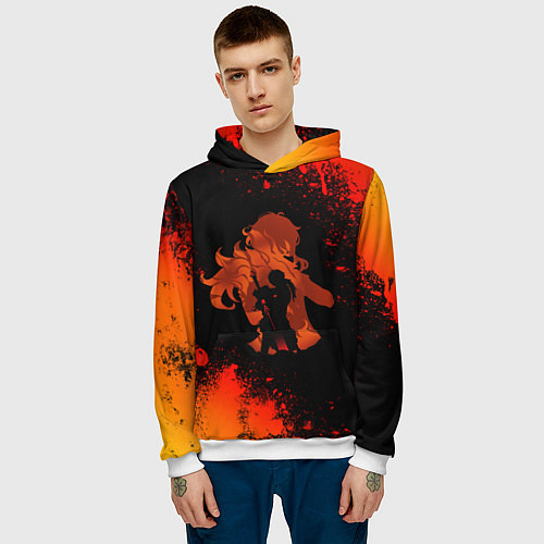 Мужская толстовка ДИЛЮК DILUC ГЕНШИН / 3D-Белый – фото 3