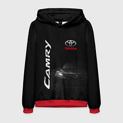 Толстовка-худи мужская Черная Тойота Камри, цвет: 3D-красный