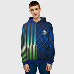 Толстовка-худи мужская Фантазия на тему Alfa-Romeo, цвет: 3D-синий — фото 2