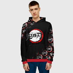 Толстовка-худи мужская КЛИНОК РАССЕКАЮЩИЙ ДЕМОНОВ БРЫЗГИ КРАСОК, цвет: 3D-красный — фото 2