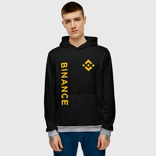 Мужская толстовка БИНАНС ЛОГО КАРБОН BINANCE LOGO / 3D-Меланж – фото 3