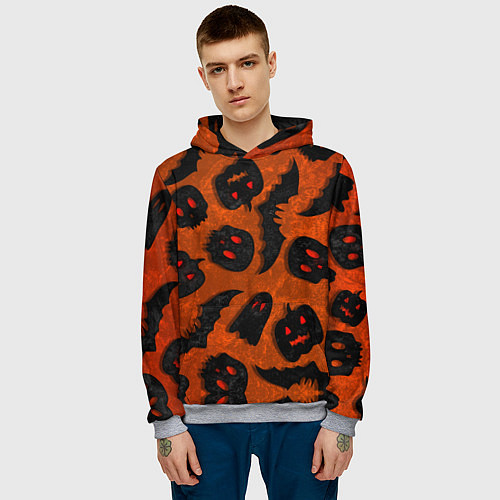 Мужская толстовка Halloween print / 3D-Меланж – фото 3