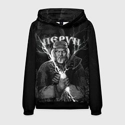 Толстовка-худи мужская Перун Славянский бог, цвет: 3D-черный