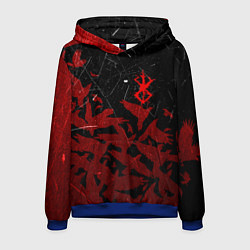 Толстовка-худи мужская БЕРСЕРК КЛЕЙМО ЛОГО СТАЯ ВОРОН, RED CROW, цвет: 3D-синий