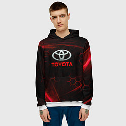 Толстовка-худи мужская Toyota Неоновые соты, цвет: 3D-белый — фото 2