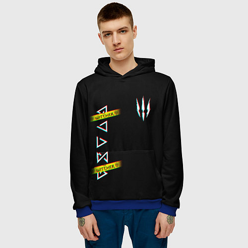 Мужская толстовка The Witcher: Glitch / 3D-Синий – фото 3