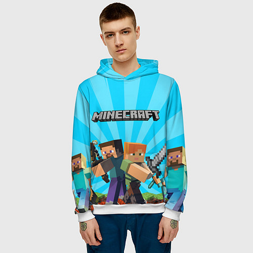 Мужская толстовка МАЙНКРАФТ ГЕРОИ ИГРЫ MINECRAFT / 3D-Белый – фото 3