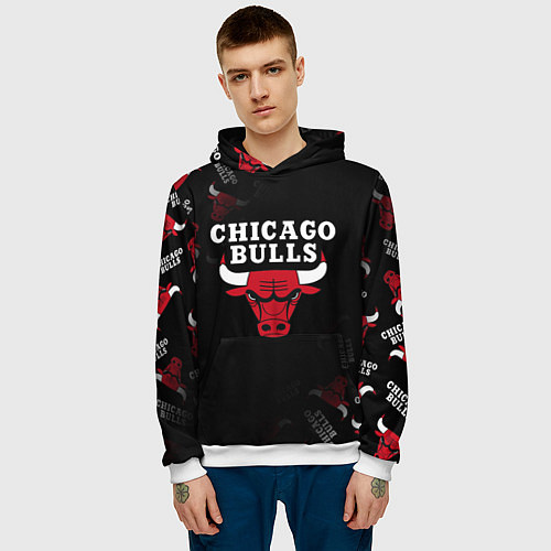 Мужская толстовка ЧИКАГО БУЛЛС БЫКИ CHICAGO BULLS / 3D-Белый – фото 3