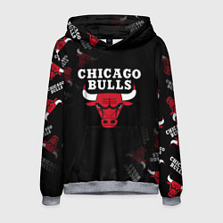 Толстовка-худи мужская ЧИКАГО БУЛЛС БЫКИ CHICAGO BULLS, цвет: 3D-меланж