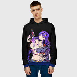 Толстовка-худи мужская Сегун Райден балл модная с мечом genshin impact, цвет: 3D-синий — фото 2