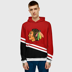 Толстовка-худи мужская Chicago Blackhawks, NHL, цвет: 3D-белый — фото 2
