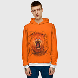 Толстовка-худи мужская ЛЕВ СКВОЗЬ ТКАНЬ, цвет: 3D-белый — фото 2