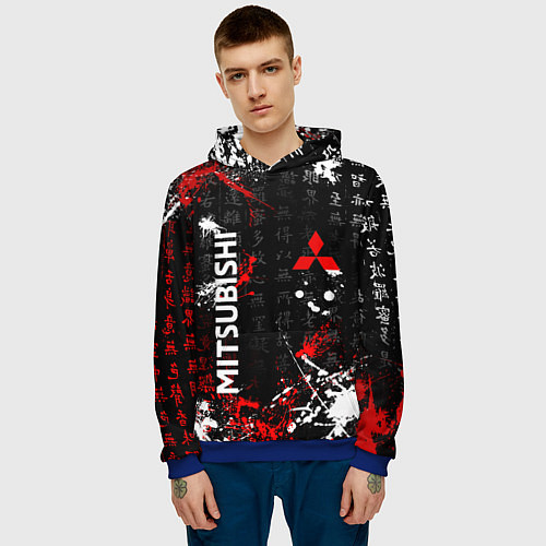 Мужская толстовка Японские символы Митсубиси / 3D-Синий – фото 3
