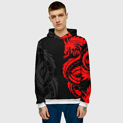 Толстовка-худи мужская КРАСНЫЙ ДРАКОН ТАТУ RED DRAGON TATTOO, цвет: 3D-белый — фото 2