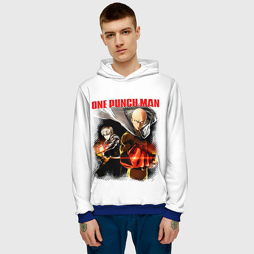 Мужская толстовка Сайтама и Генос One Punch-Man / 3D-Синий – фото 3