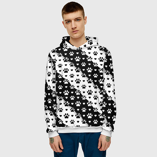 Мужская толстовка Следы от Лап / 3D-Белый – фото 3