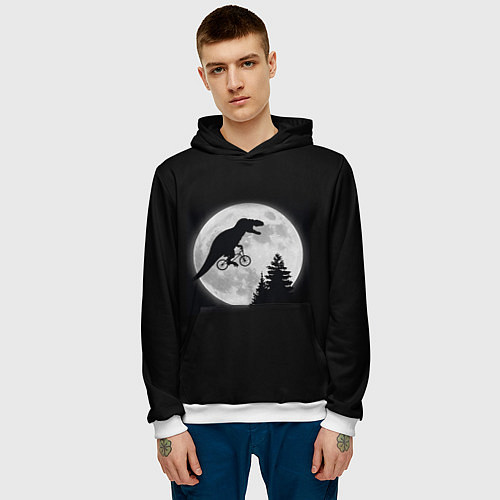 Мужская толстовка T-REX НА ЛУНЕ / 3D-Белый – фото 3