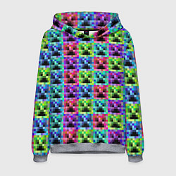 Толстовка-худи мужская МАЙНКРАФТ MINECRAFT ЦВЕТНЫЕ КРИПЕРЫ, цвет: 3D-меланж
