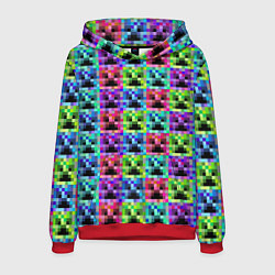Толстовка-худи мужская МАЙНКРАФТ MINECRAFT ЦВЕТНЫЕ КРИПЕРЫ, цвет: 3D-красный