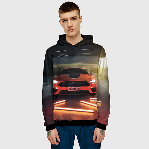 Мужская толстовка Форд Мустанг, Ford Mustang / 3D-Черный – фото 3