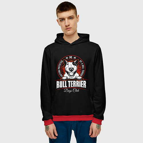 Мужская толстовка Бультерьер Bull Terrier / 3D-Красный – фото 3