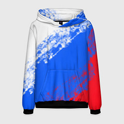 Толстовка-худи мужская Флаг РФ триколор, цвет: 3D-черный
