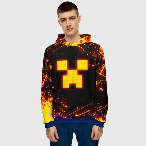 Мужская толстовка ОГНЕННЫЙ КРИПЕР, МАЙНКРАФТ / 3D-Синий – фото 3