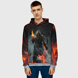 Толстовка-худи мужская TES SKYRIM DOVAHKIN FLAME ДРАКОНОРОЖДЕННЫЙ, цвет: 3D-меланж — фото 2