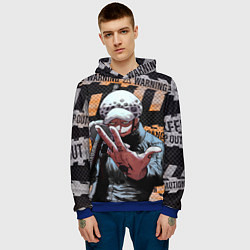 Толстовка-худи мужская Трафальгар Ло особо опасен, цвет: 3D-синий — фото 2