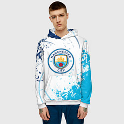 Толстовка-худи мужская Manchester City - Футбольный клуб, цвет: 3D-белый — фото 2