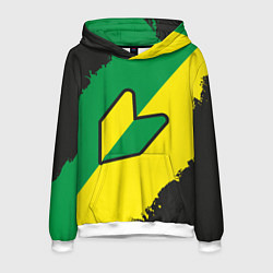 Толстовка-худи мужская JDM GREEN YELLOW LOGO, цвет: 3D-белый