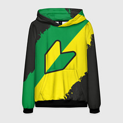 Толстовка-худи мужская JDM GREEN YELLOW LOGO, цвет: 3D-черный