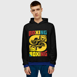 Толстовка-худи мужская Бокс, Boxing, цвет: 3D-синий — фото 2