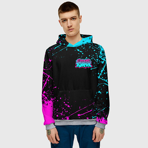 Мужская толстовка FRIDAY NIGHT FUNKIN NEON COLORS НЕОНОВЫЕ БРЫЗГИ / 3D-Меланж – фото 3