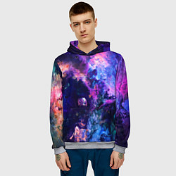 Толстовка-худи мужская НЕОНОВЫЕ КОСМОС NEON SPACE, цвет: 3D-меланж — фото 2