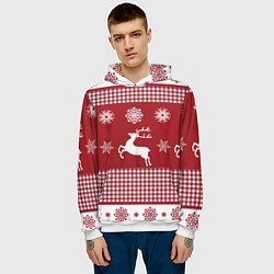 Толстовка-худи мужская Узор с оленями, цвет: 3D-белый — фото 2