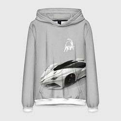 Толстовка-худи мужская Lamborghini Concept sketch, цвет: 3D-белый