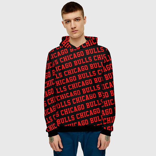 Мужская толстовка Чикаго Буллз, Chicago Bulls / 3D-Черный – фото 3