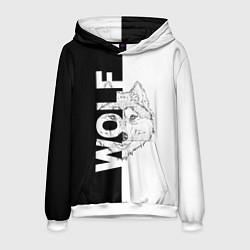 Толстовка-худи мужская WOLF Волк, цвет: 3D-белый