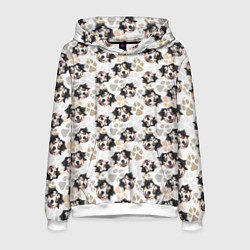 Толстовка-худи мужская Собака Австралийская Овчарка, цвет: 3D-белый